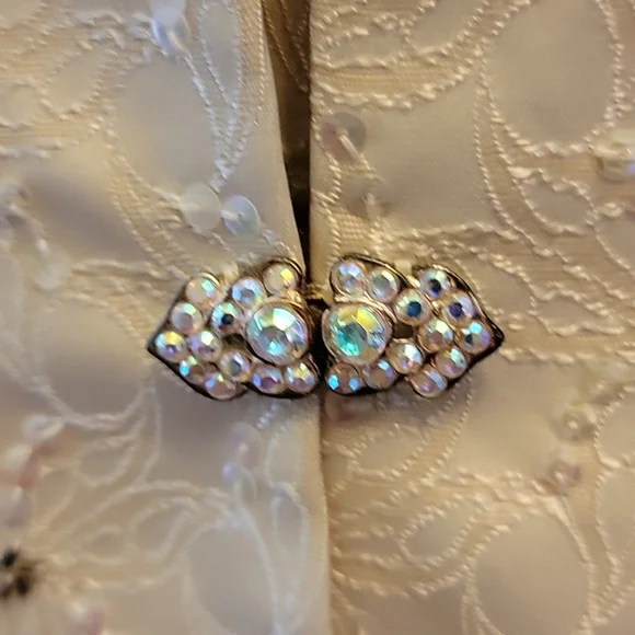 Coldwater Creek cream beaded sleeveless dress textured beaded jacket size 14…EUC - Picture 4 of 10